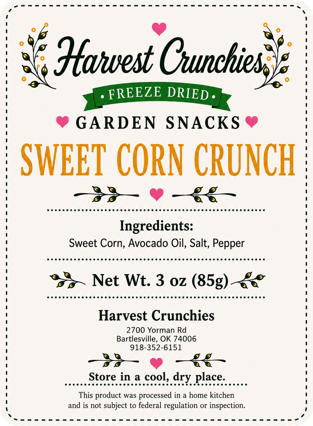 Sweet Corn Crunch - Freeze-Dried Veggie Snack