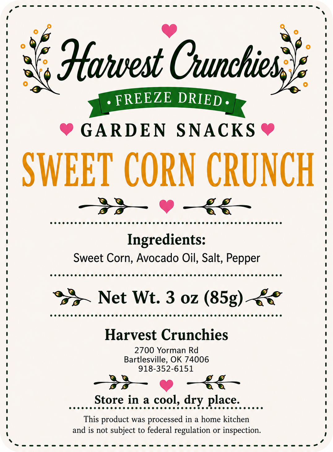 Sweet Corn Crunch - Freeze-Dried Veggie Snack